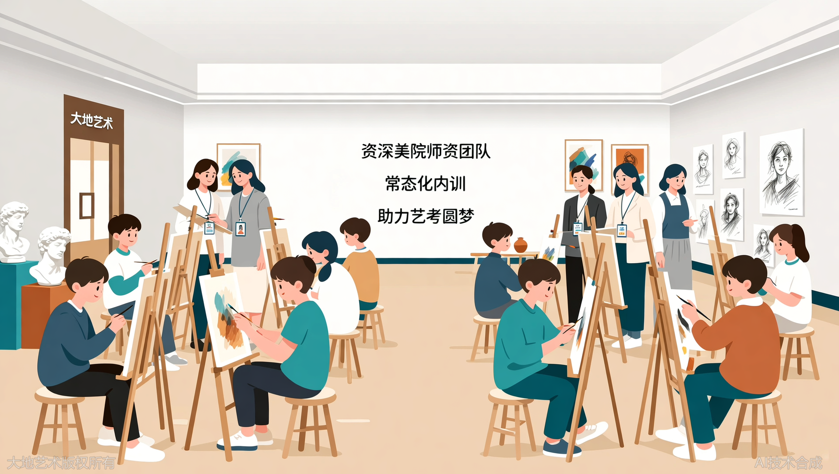 长沙大地艺术教师培训体系：老师也要每周内训，师资雄厚的画室大地艺术