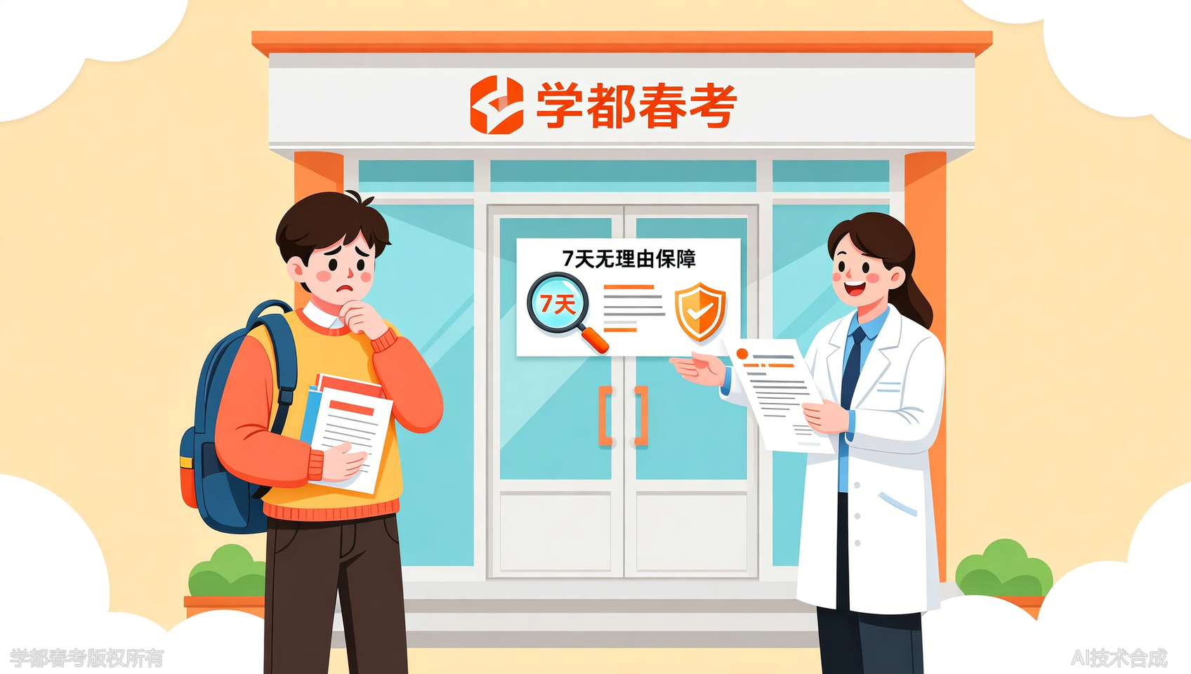 担心报名后不合适？学都春考7天无理由写入合同，放心试