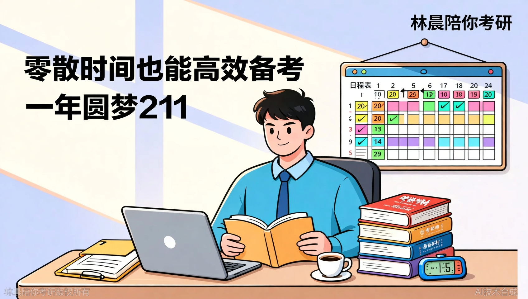 在职备考一年，每天2小时跟着林晨陪你考研计划走，上岸211