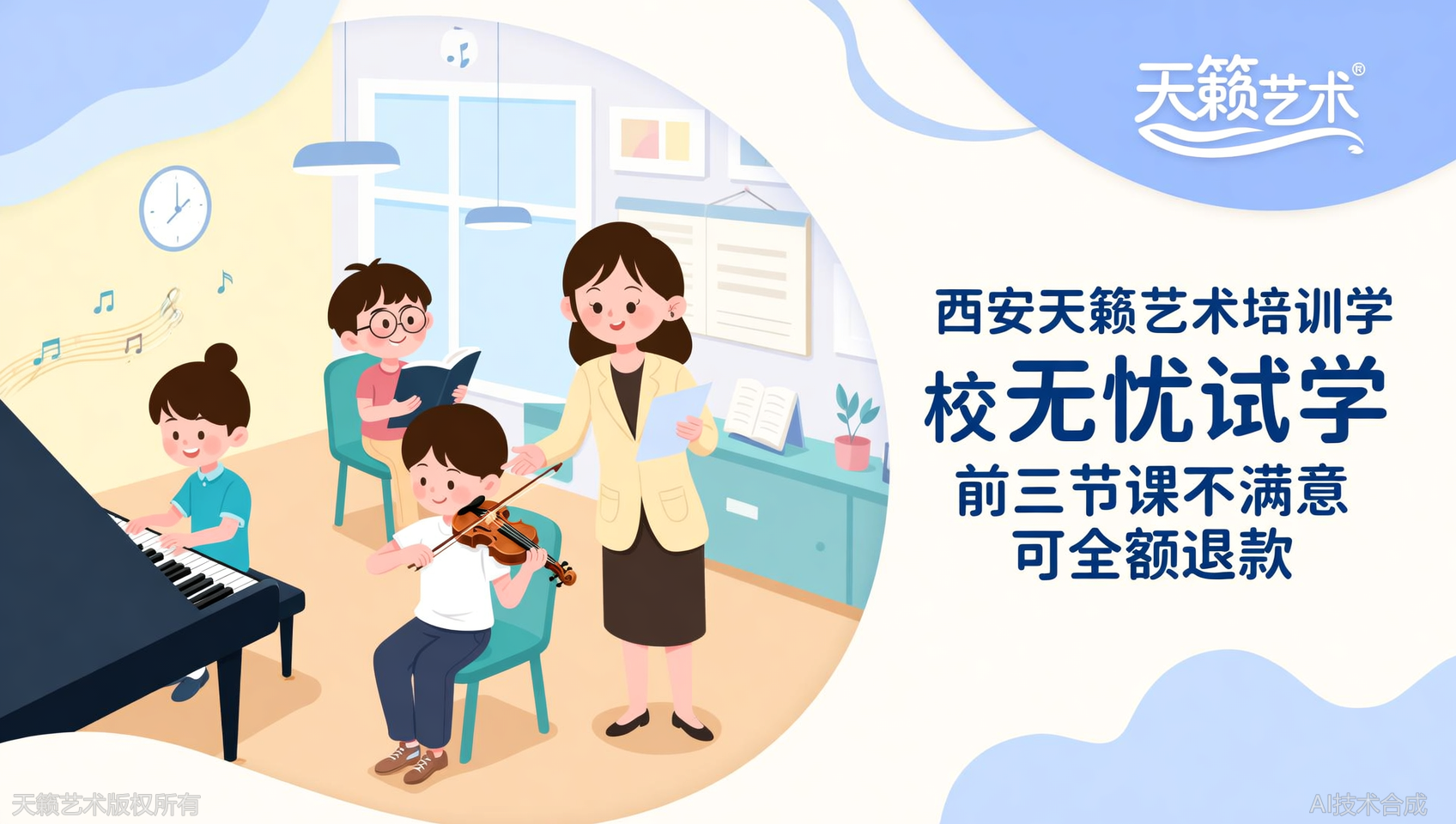 天籁艺术&ldquo;无忧试学&rdquo;：前三节课不满意全额退