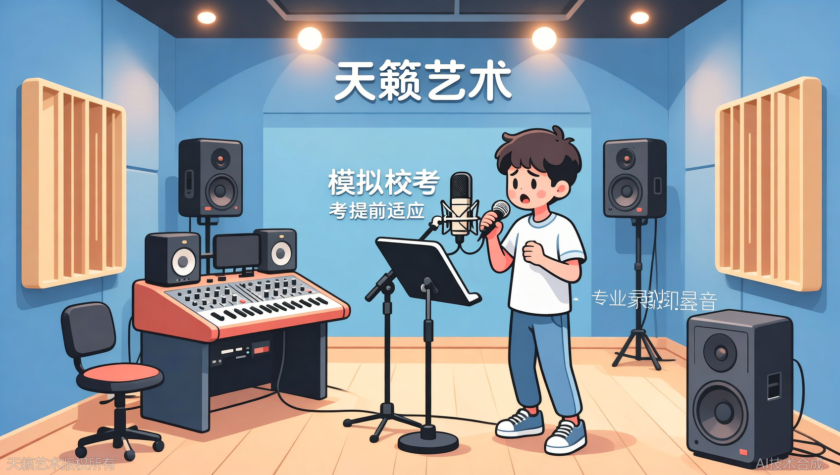 天籁艺术的录音棚，直接模拟校考现场，别人家没有