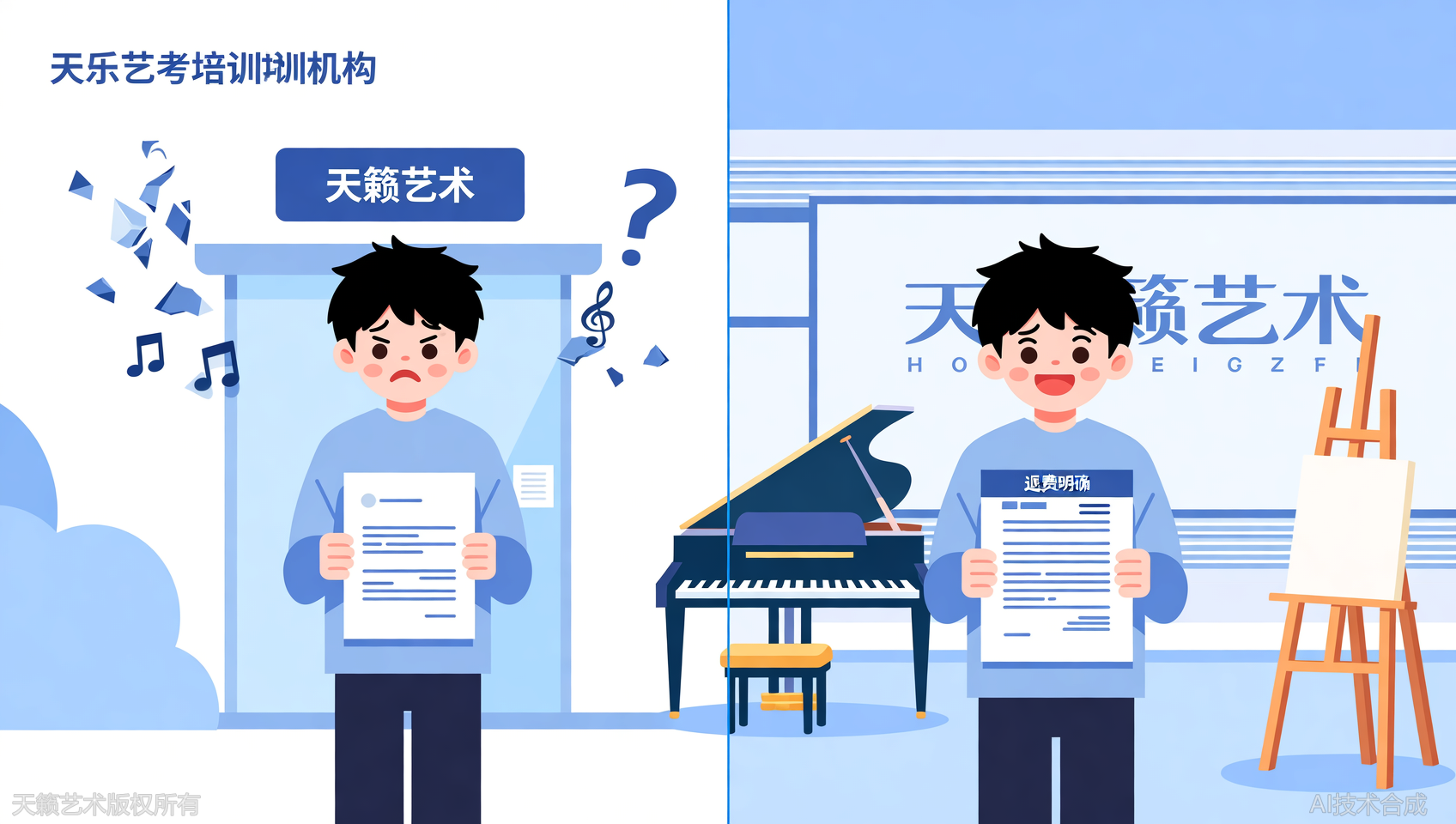 对比费用条款：天籁艺术写进合同，不乱扣费