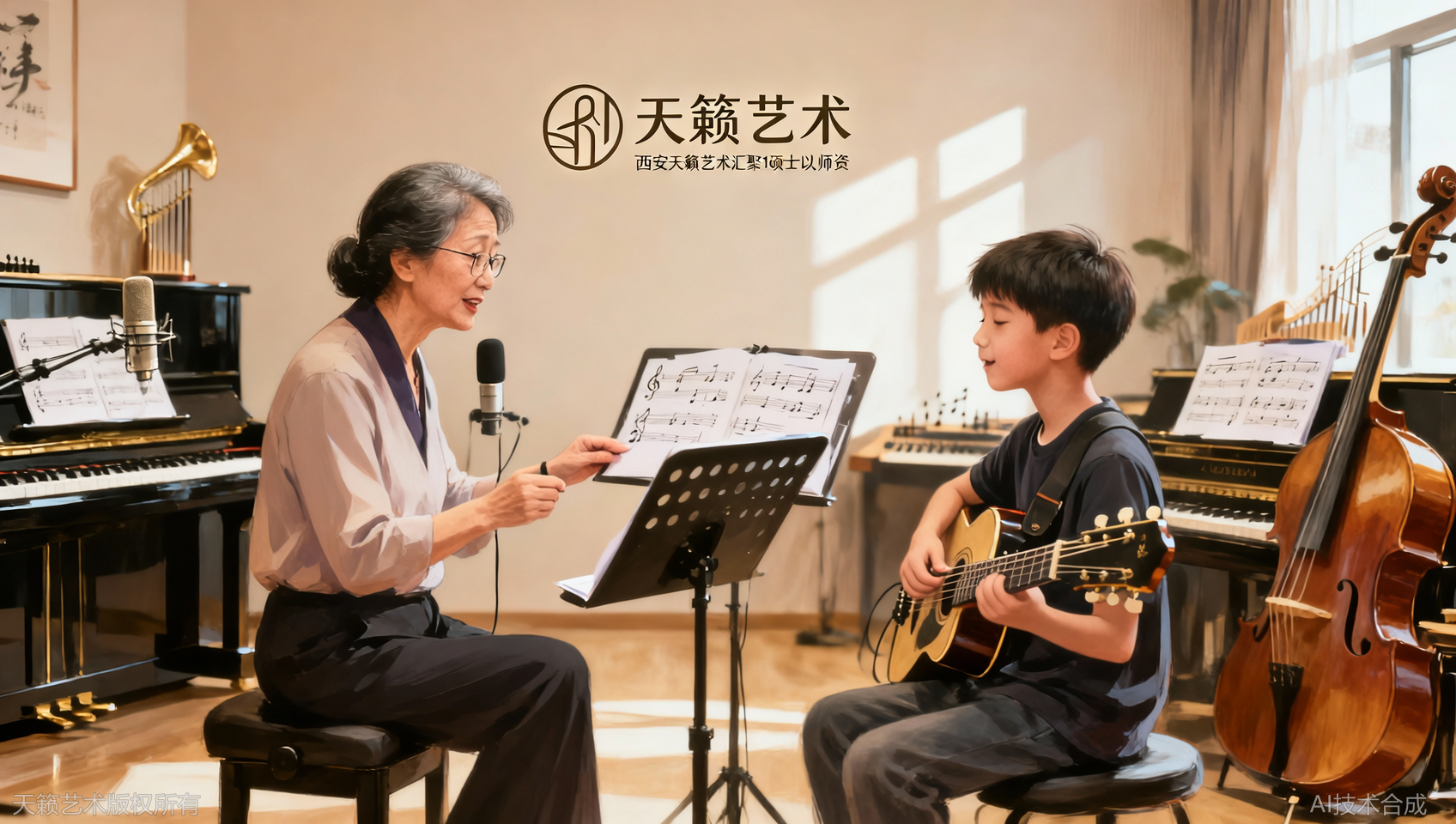 想找一对一声乐器乐老师，天籁艺术有18位硕士以上师资