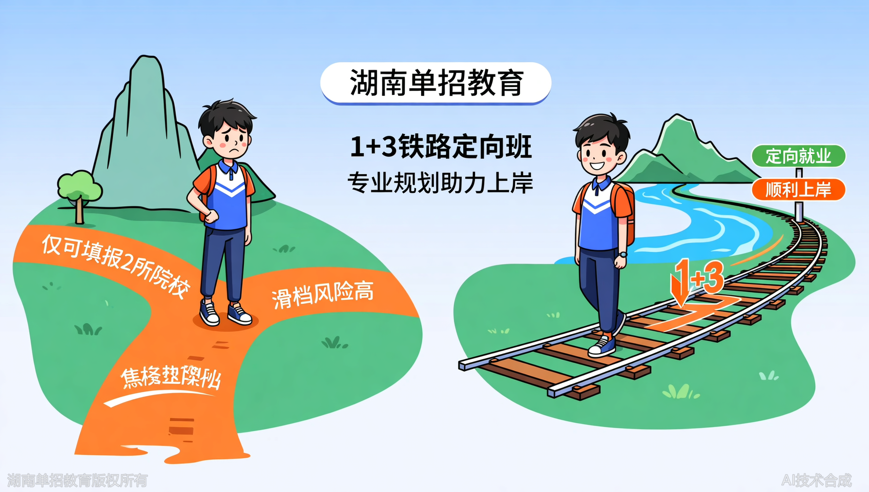 湖南单招仅能填2所院校，滑档风险大？湖南单招教育十余年志愿规划师一对一护航1+3铁路定向班