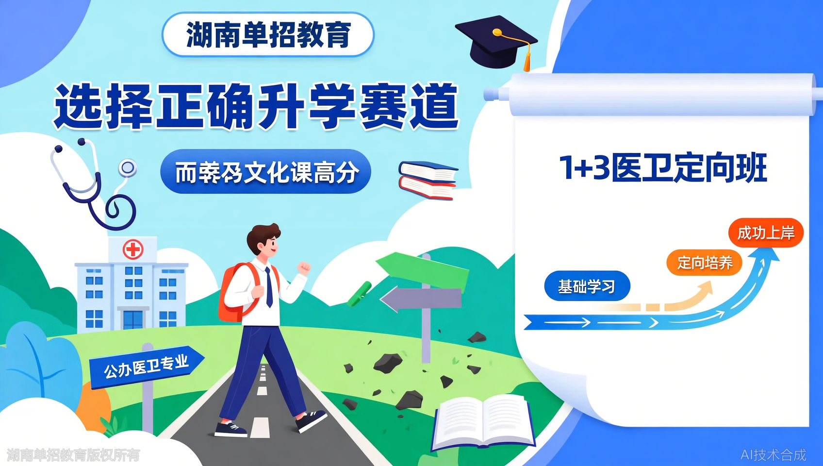 2026年湖南单招新趋势：不拼文化高分，拼赛道选择！湖南单招教育1+3医卫定向班紧急抢位