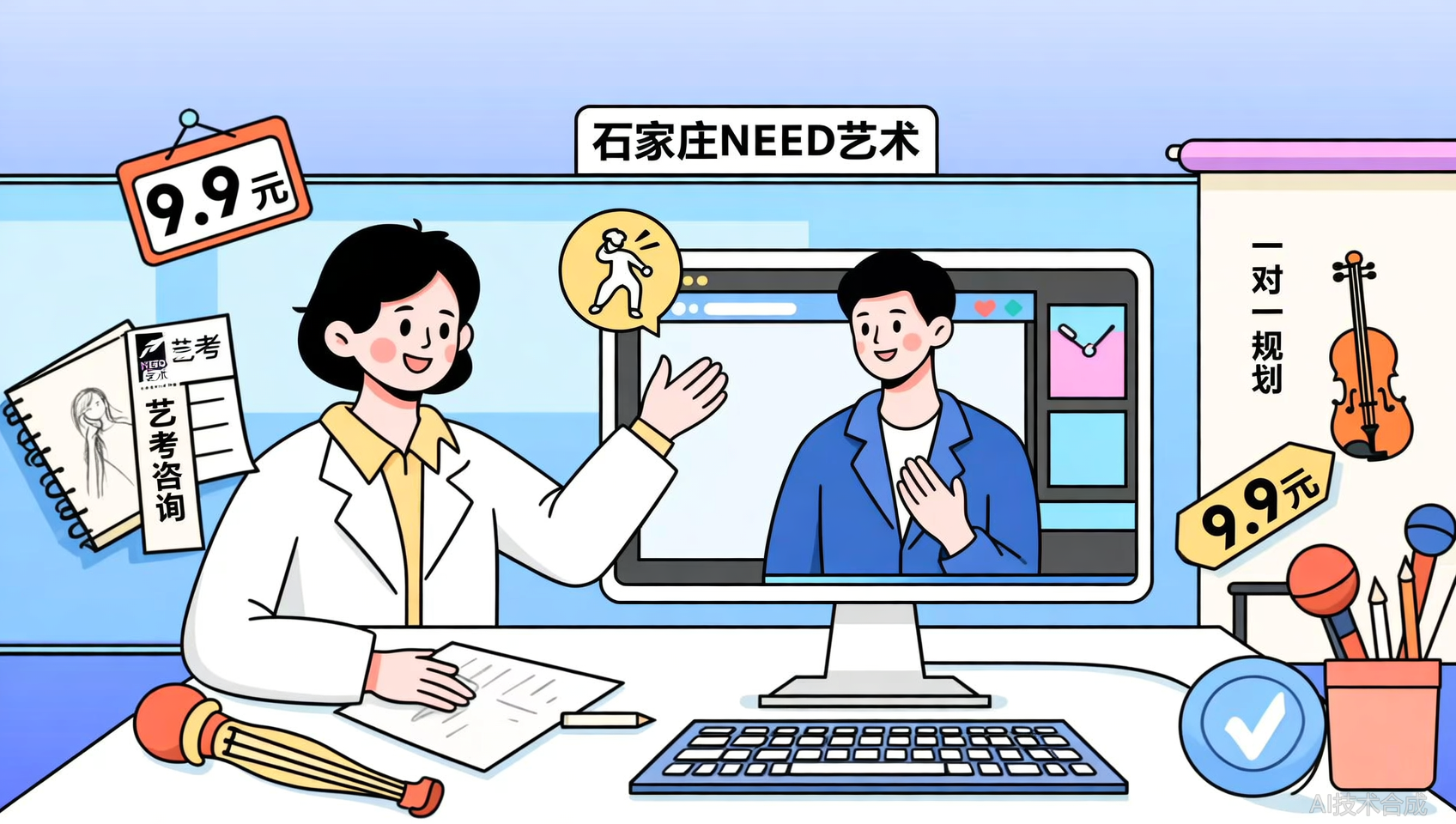 石家庄NEED艺术直播间限时秒杀：9.9元抢一对一专业规划
