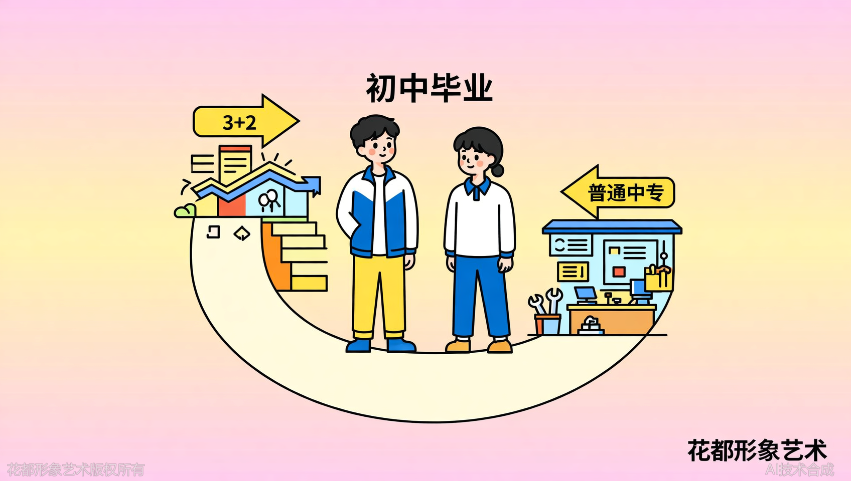 深造路径对比：石家庄花都学校3+2贯通培养 vs 普通中专