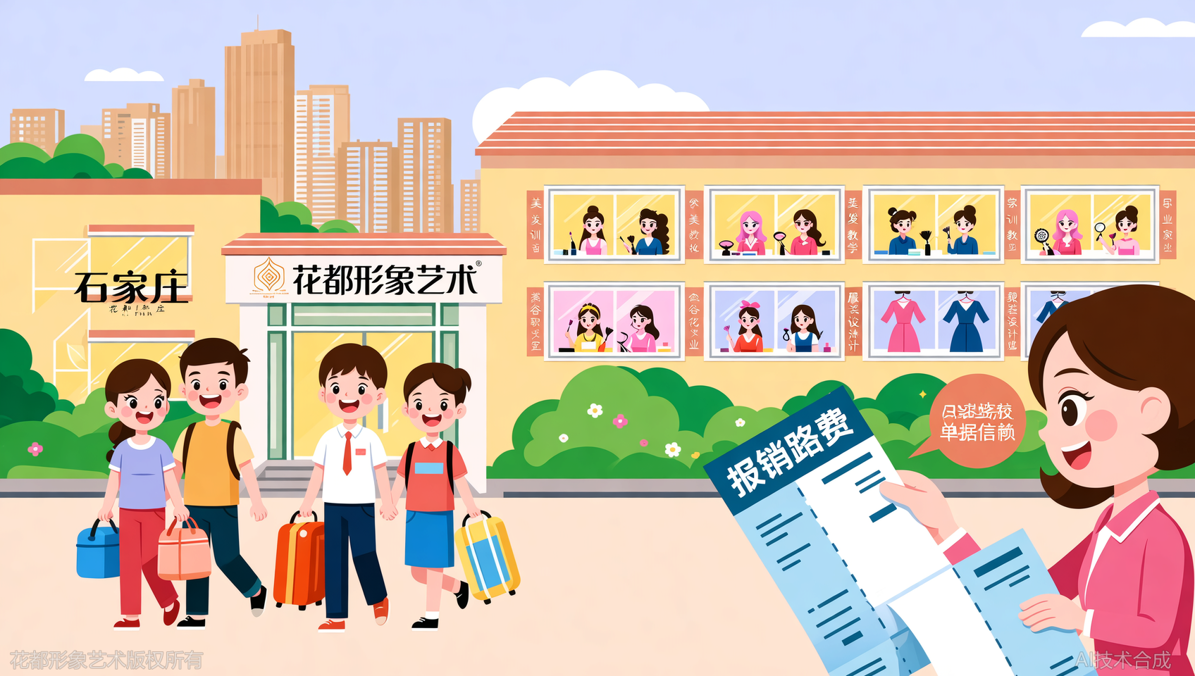 家长陪同报名石家庄花都学校，报销来校路费
