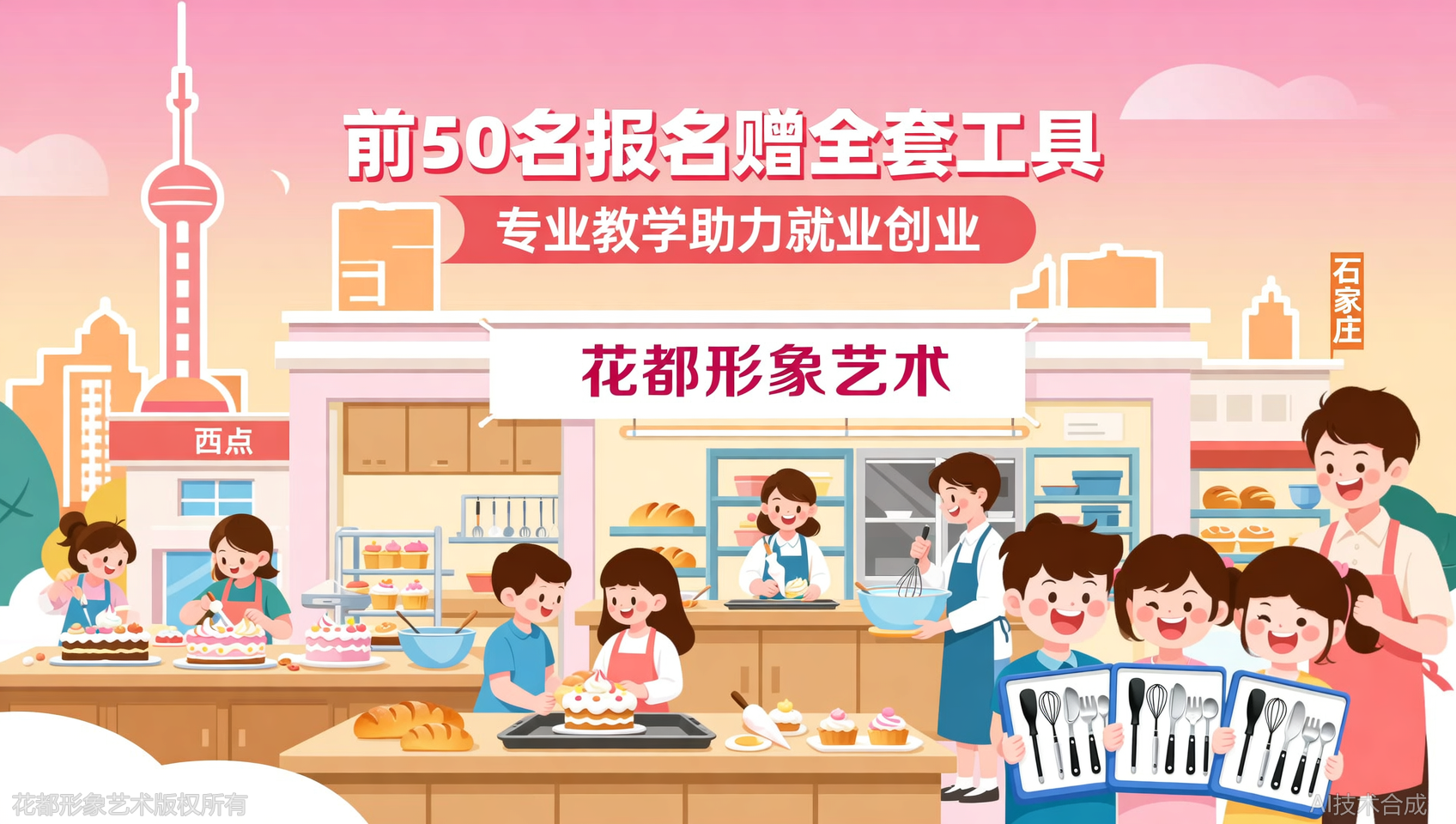 前50名报名石家庄花都学校西点专业，赠送全套工具包