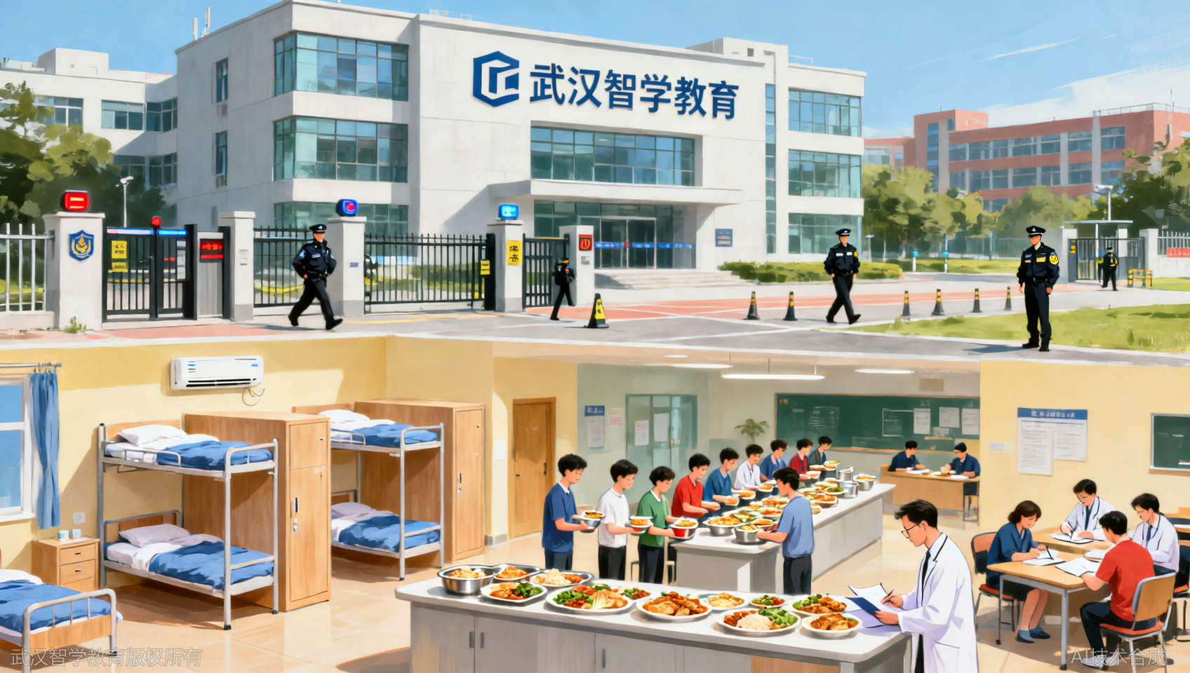 家长很关心：武汉智学教育食堂、宿舍、安全真实照片