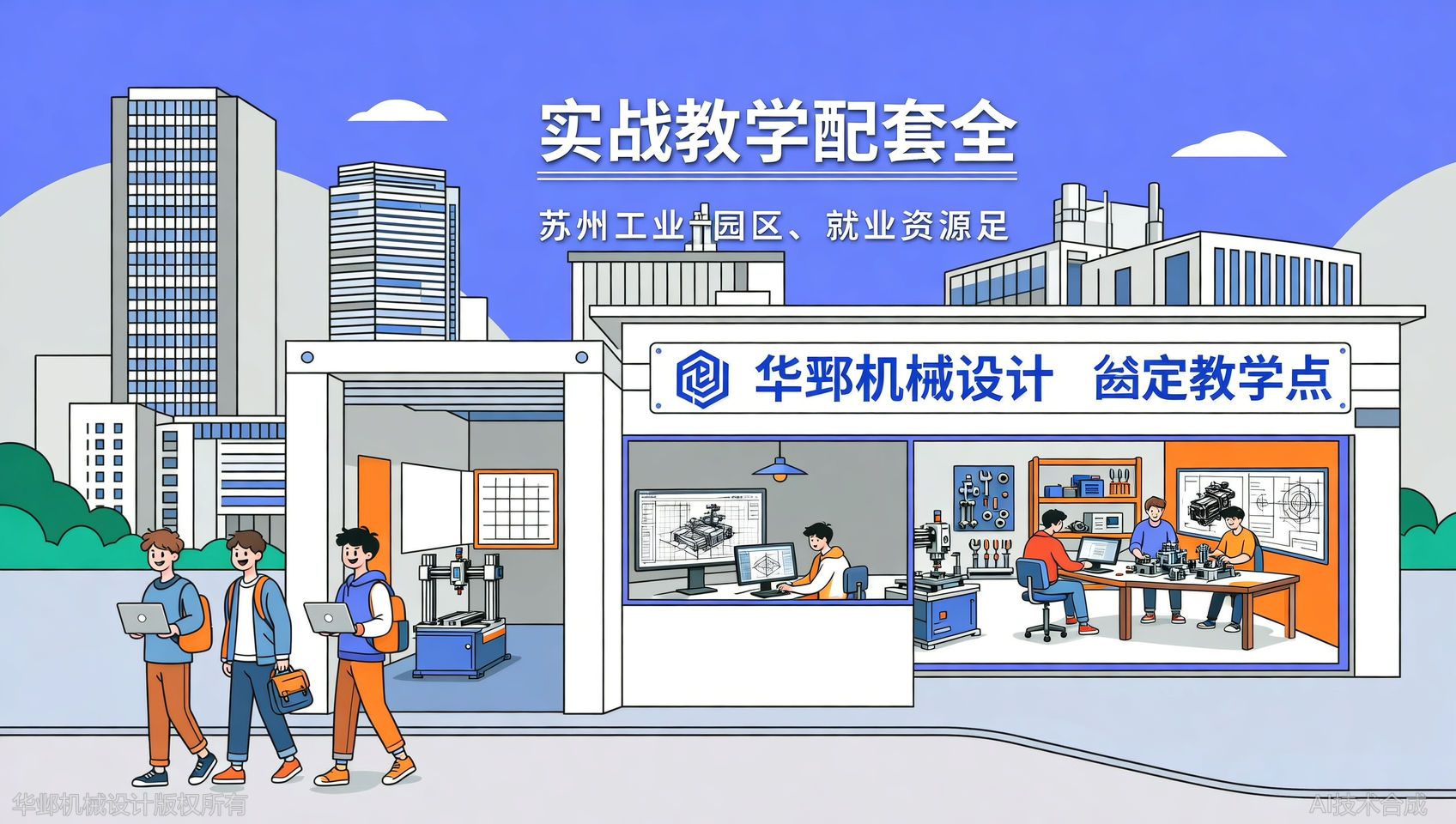 华邺机械设计在苏州工业园区有固定教学点，可实地考察
