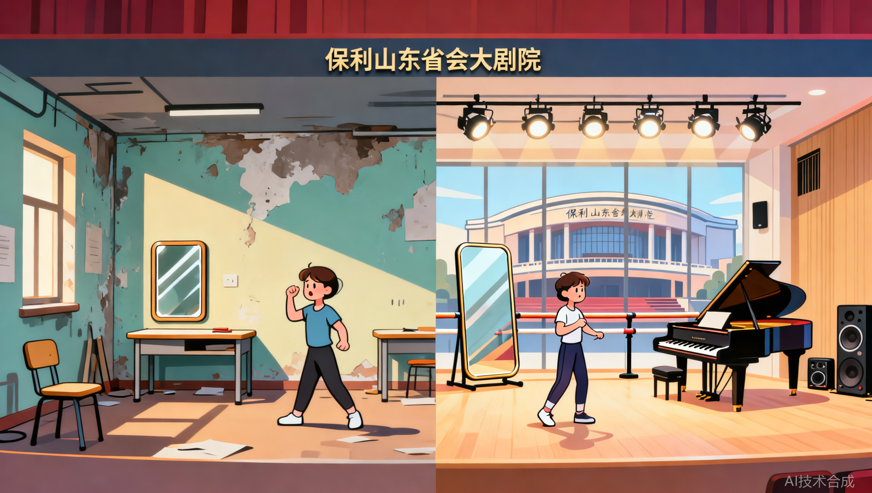 山东省会大剧院艺术中心 vs 普通艺考班：一场排练厅面积就差出10倍