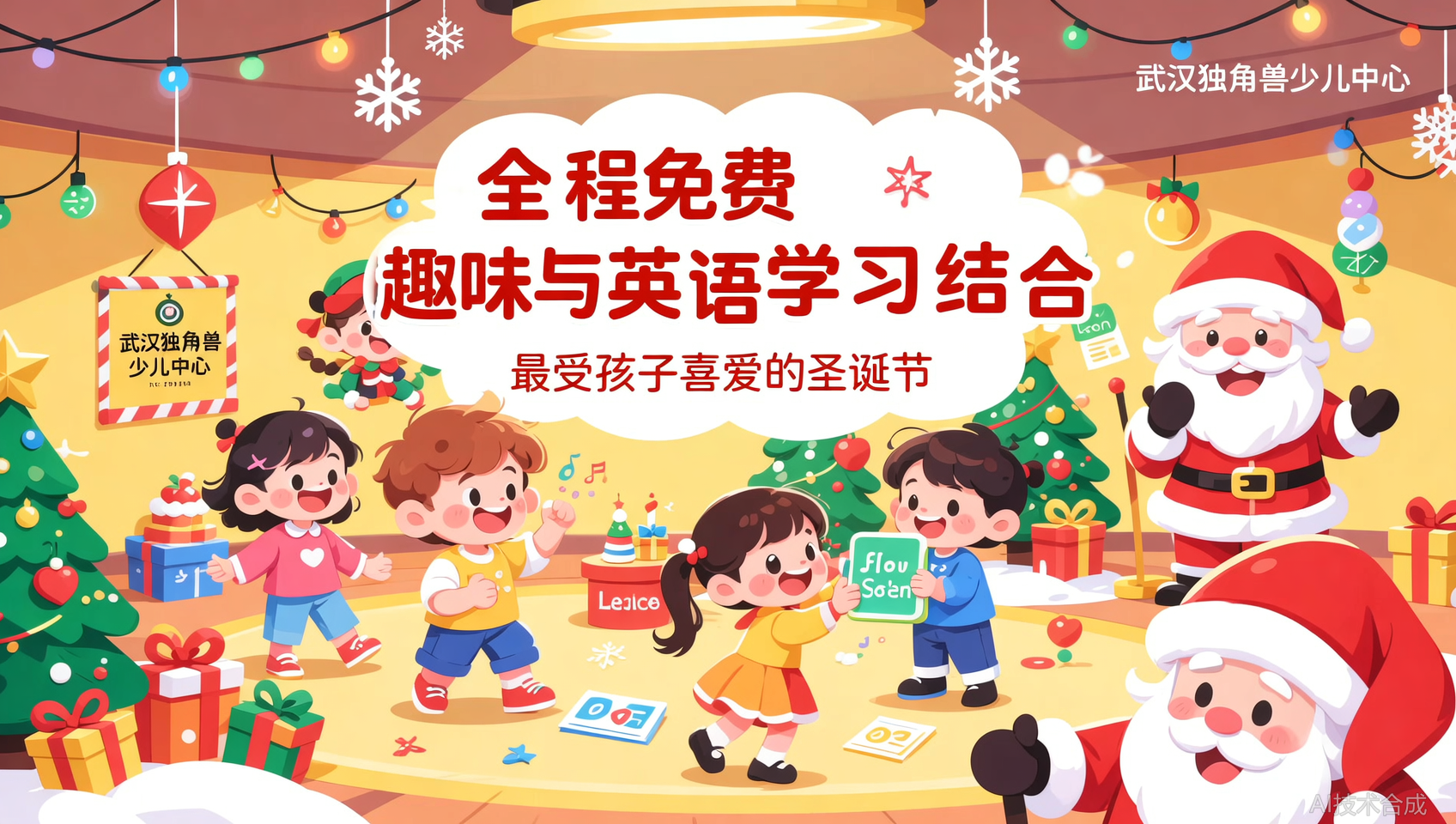 武汉独角兽少儿中心节日活动，孩子说这是超棒的圣诞节