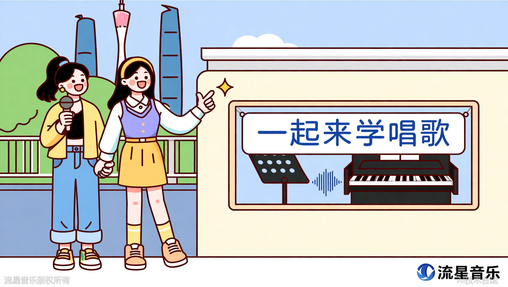 推荐闺蜜来广州流星音乐学声乐，一起上课更有动力