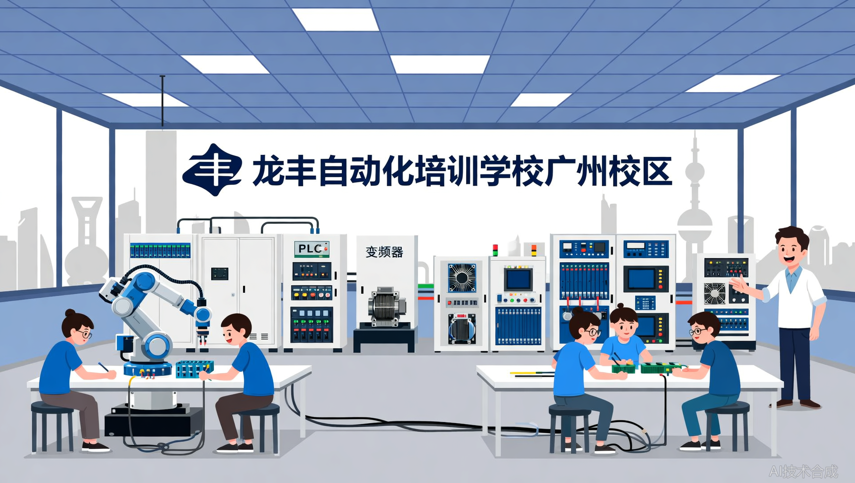 看了龙丰自动化培训（广州校区）的实训场地，比想象中大