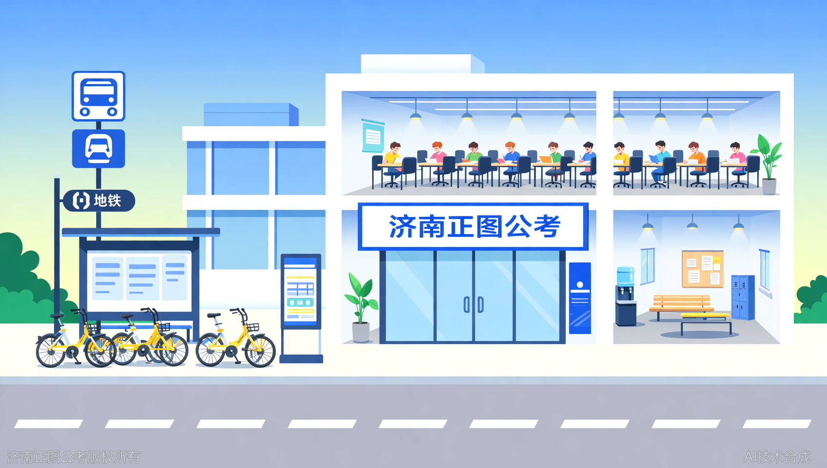 距离济南站仅500米！济南正图公考基地交通太方便，随到随学