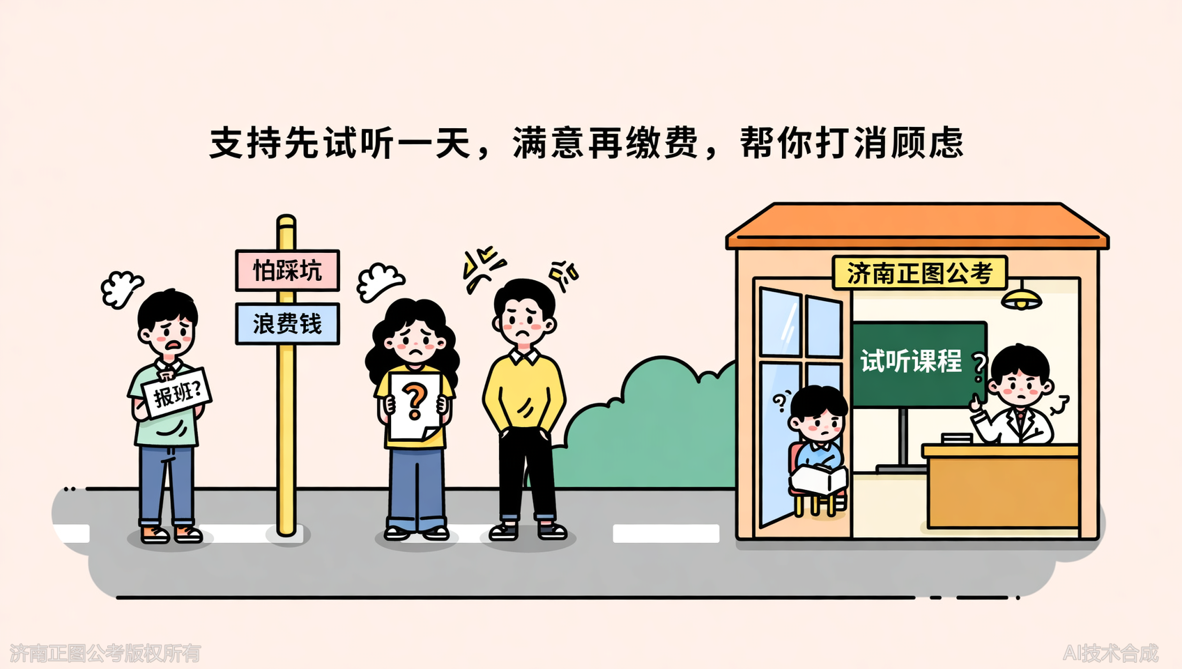 犹豫报不报？济南正图公考支持试听一天，满意再交钱