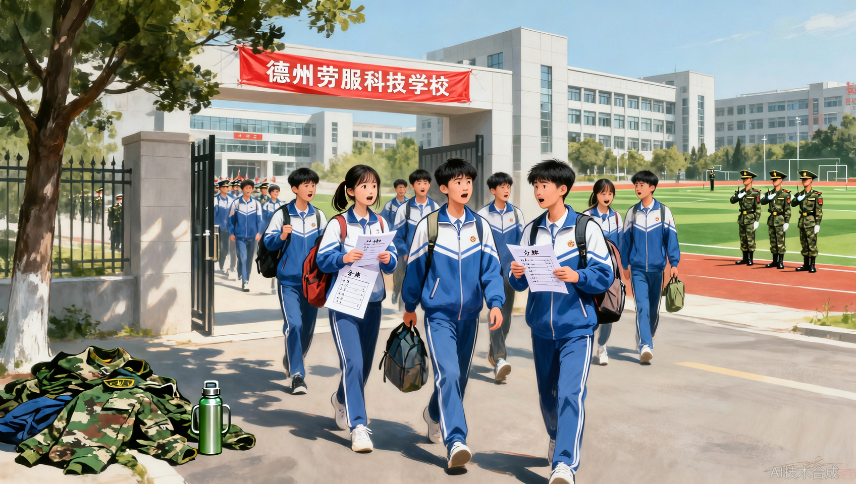 高一新生入学须知：德州劳服科技学校分班测试与军训安排