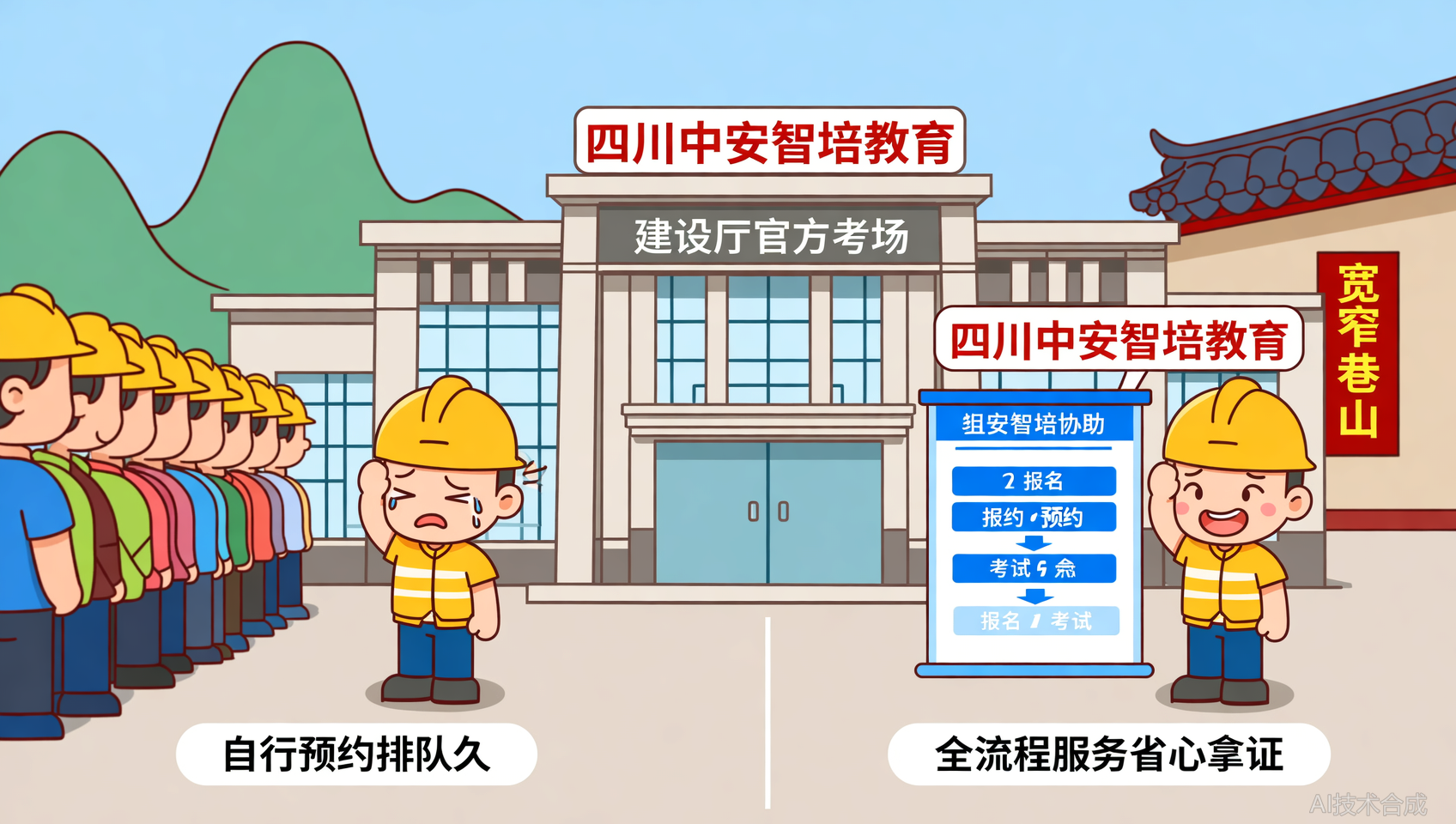 四川架子工证：中安智培教育对接建设厅考场，减少排队
