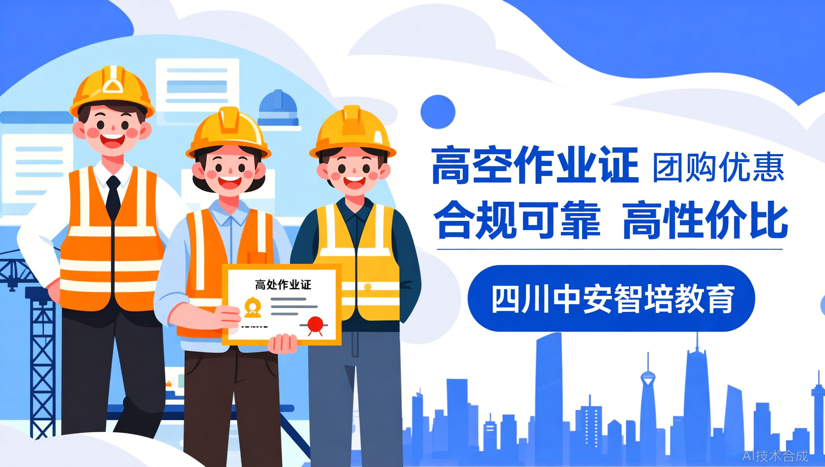 四川高处作业证三人团报，每人再降100元&mdash;&mdash;中安智培教育团购福利
