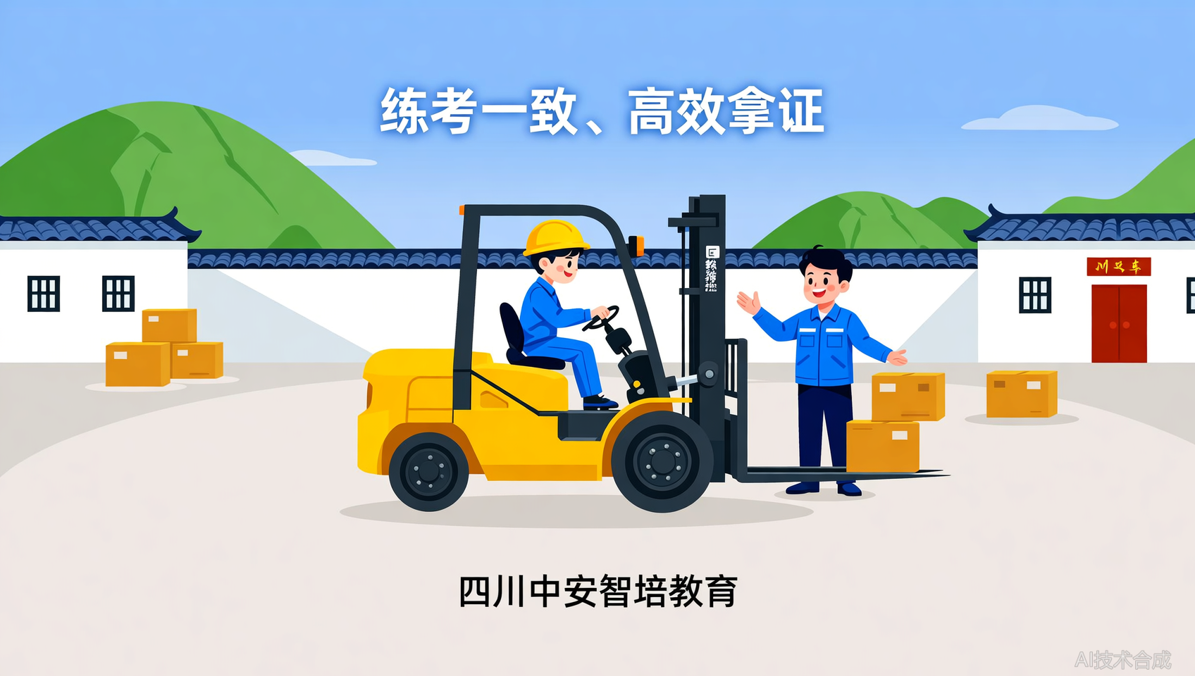 四川叉车证拿证分享：中安智培教育的模拟设备和考场一模一样