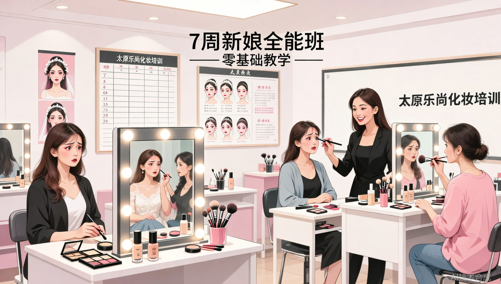 想学化妆但零基础怕跟不上？太原乐尚化妆培训7周新娘全能班怎么带新手入门