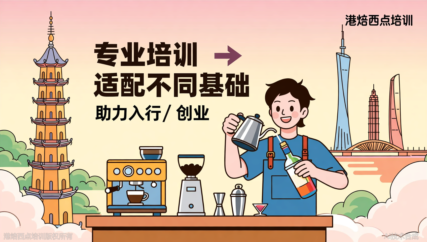 宁波咖啡调酒培训，港焙西点培训：从需求到行动，每一步都为您多想一步。
