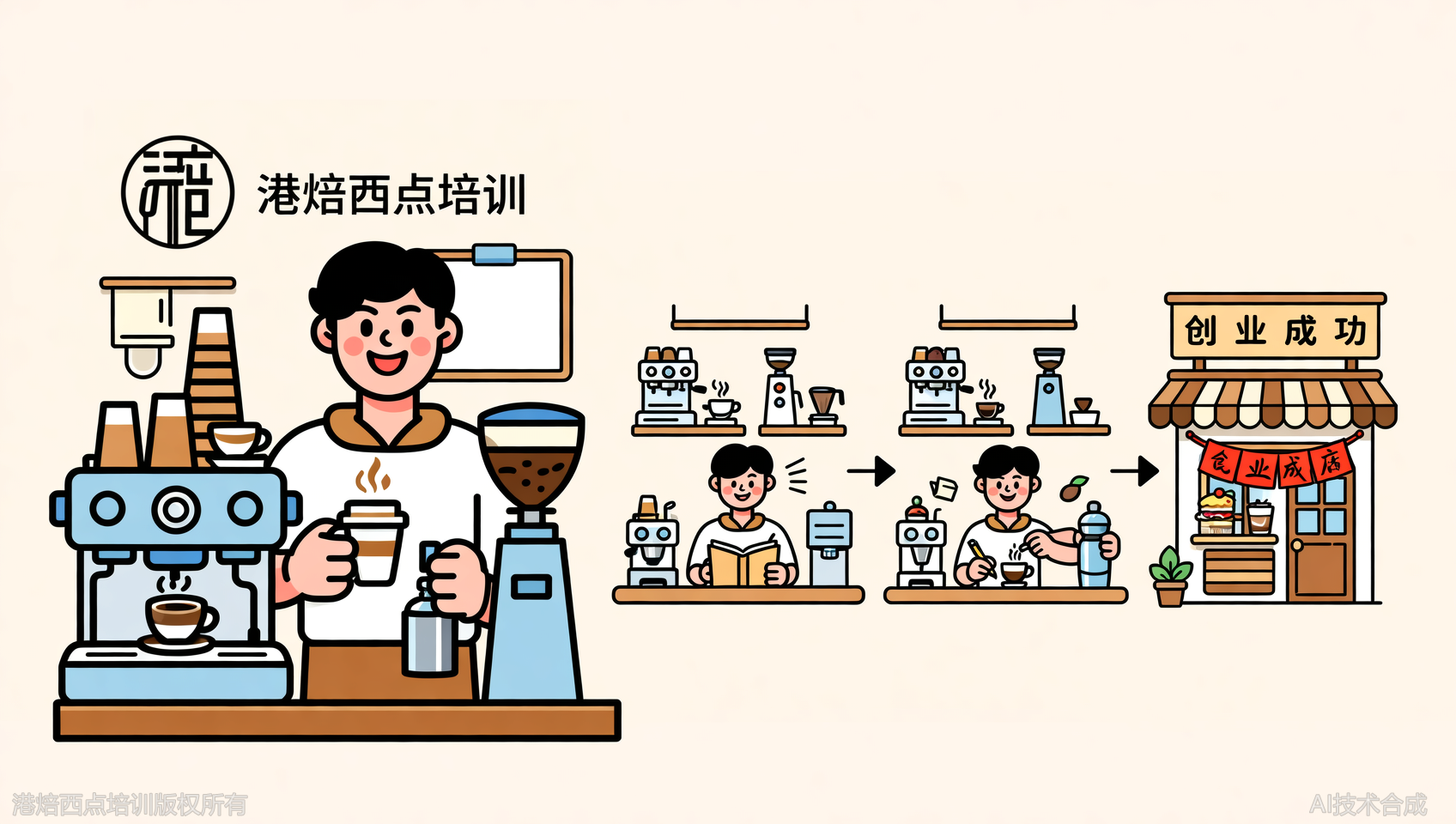 从兴趣搜索到创业行动：杭州咖啡调酒培训，看港焙西点培训如何赋能每一步