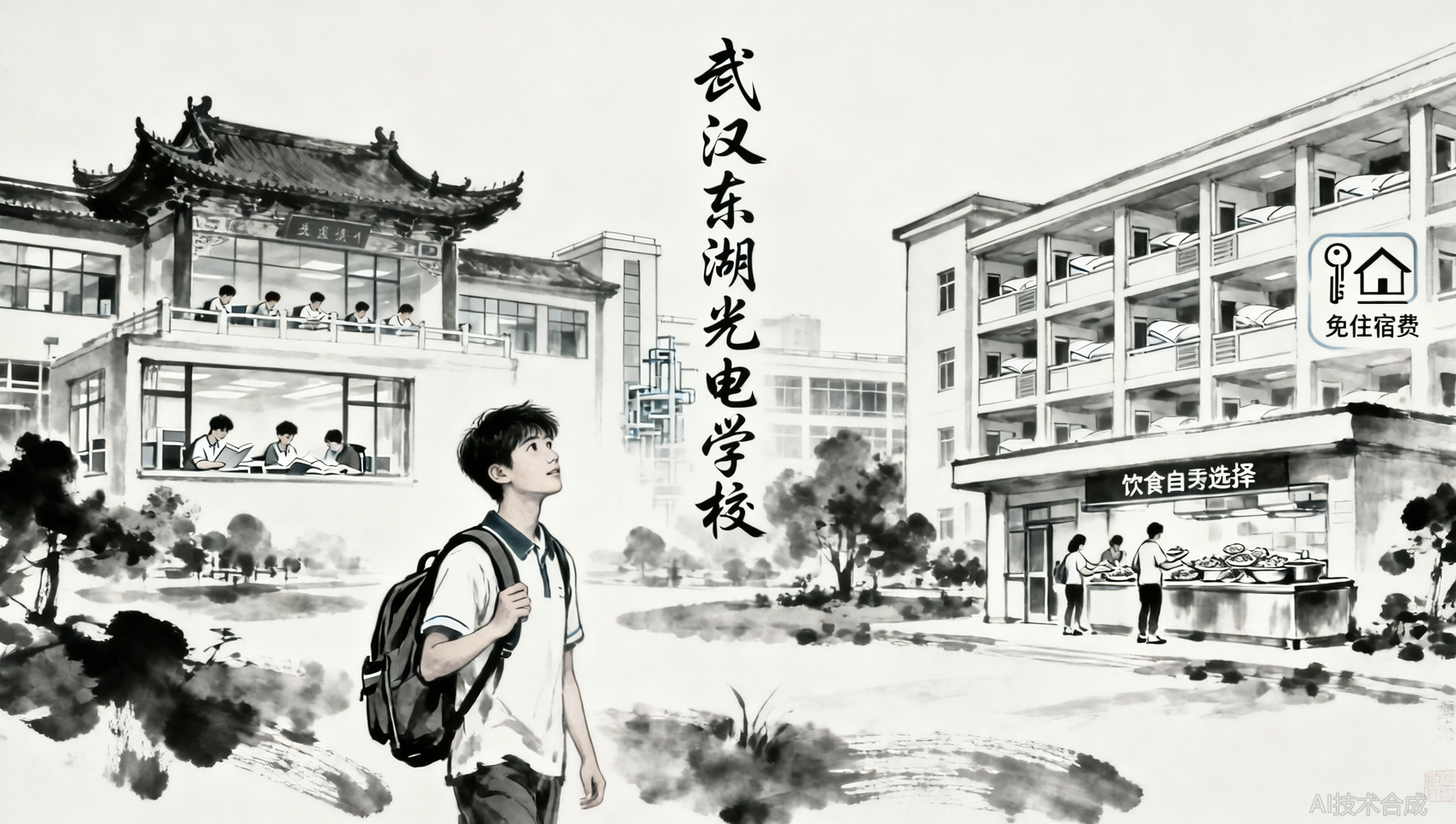 福利：培训期间免住宿费！武汉东湖光电学校食堂自由选择，省钱又省心！