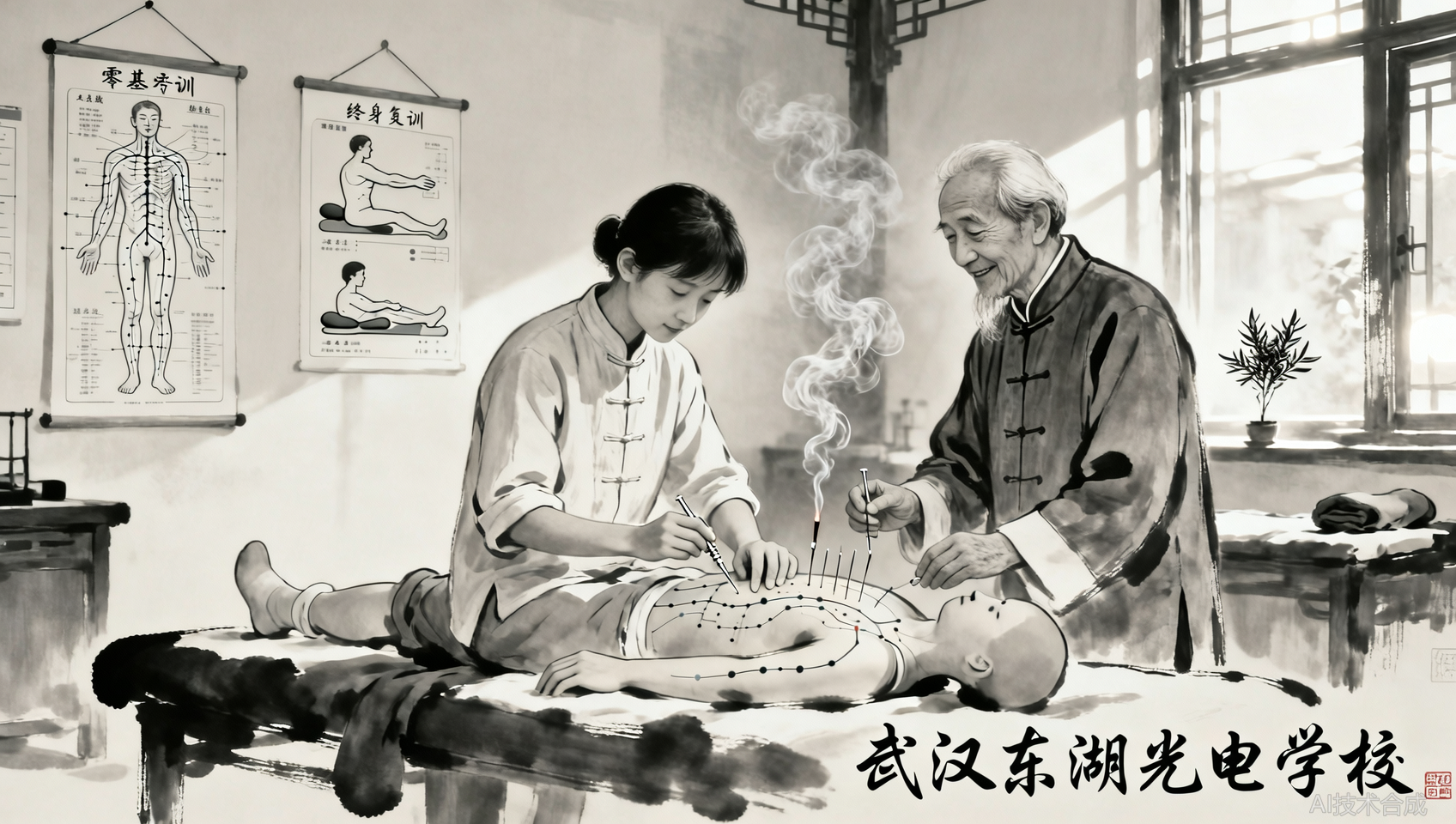 零基础想转行大健康？武汉东湖光电学校：针灸推拿，免费复训！