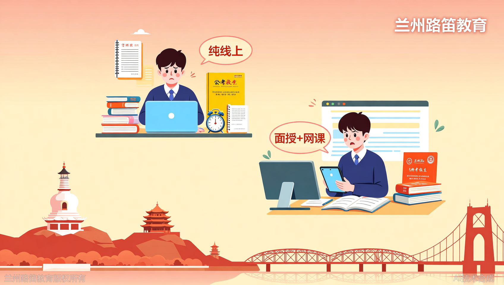 面授+网课组合，兰州路笛教育和纯线上课程哪个更高效？