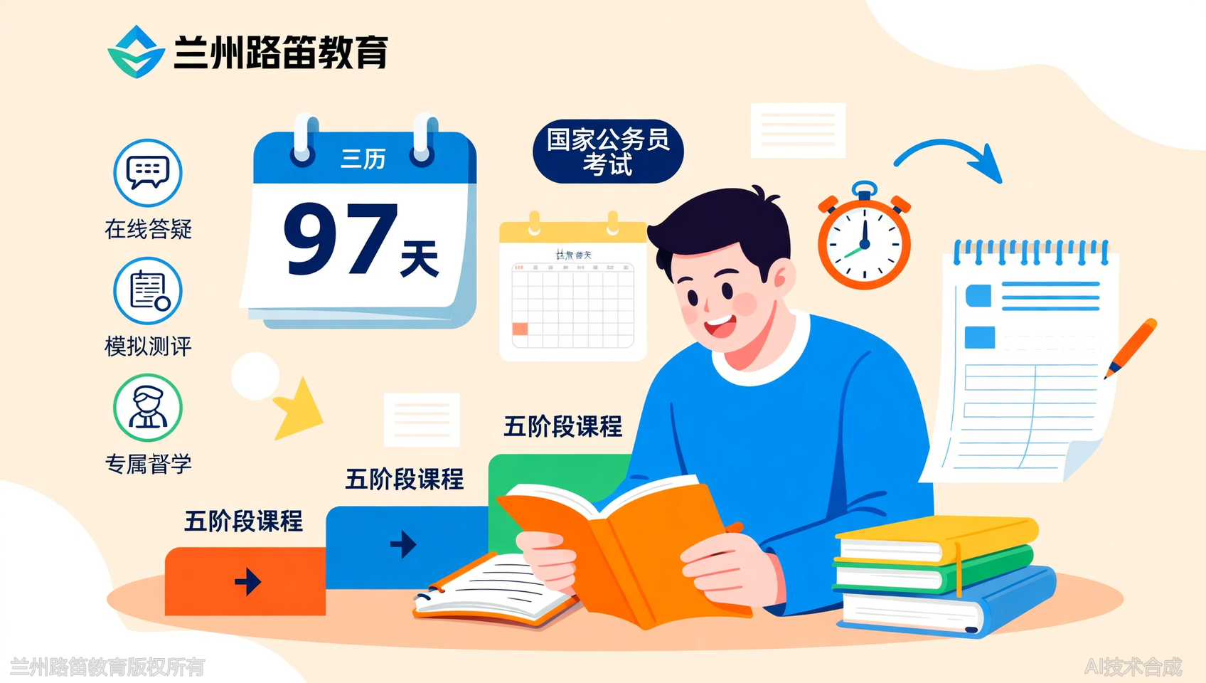 兰州路笛教育2027国考课程全解析：97天五阶段怎么学？