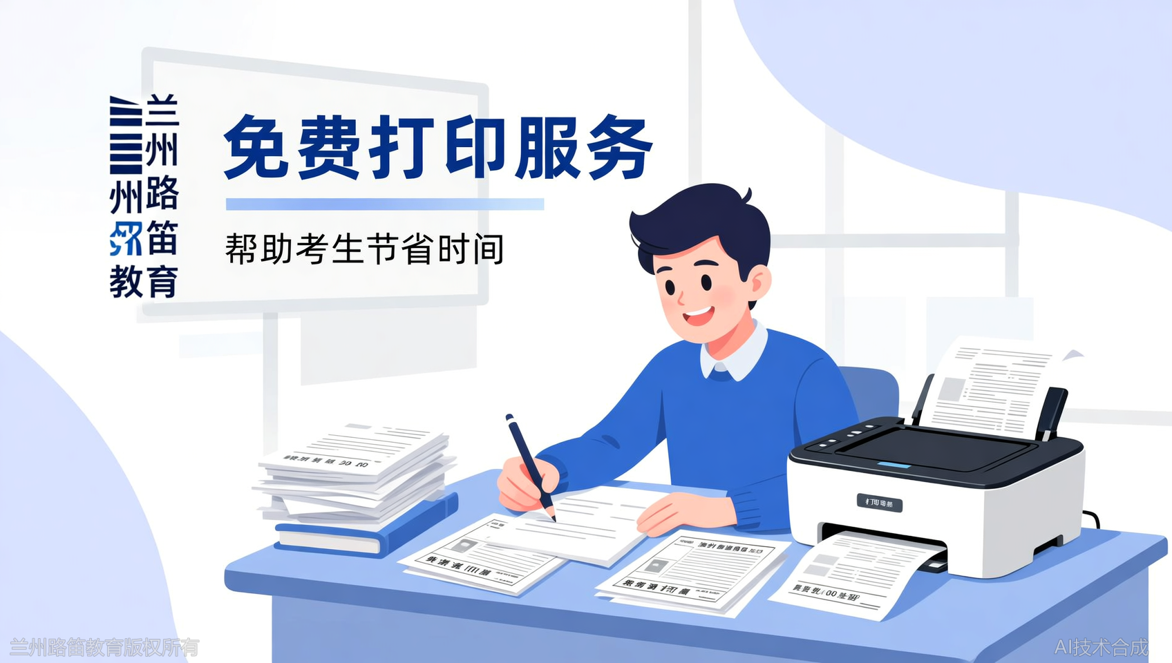 兰州路笛教育免费打印服务，学员：省下的时间都用来刷题了