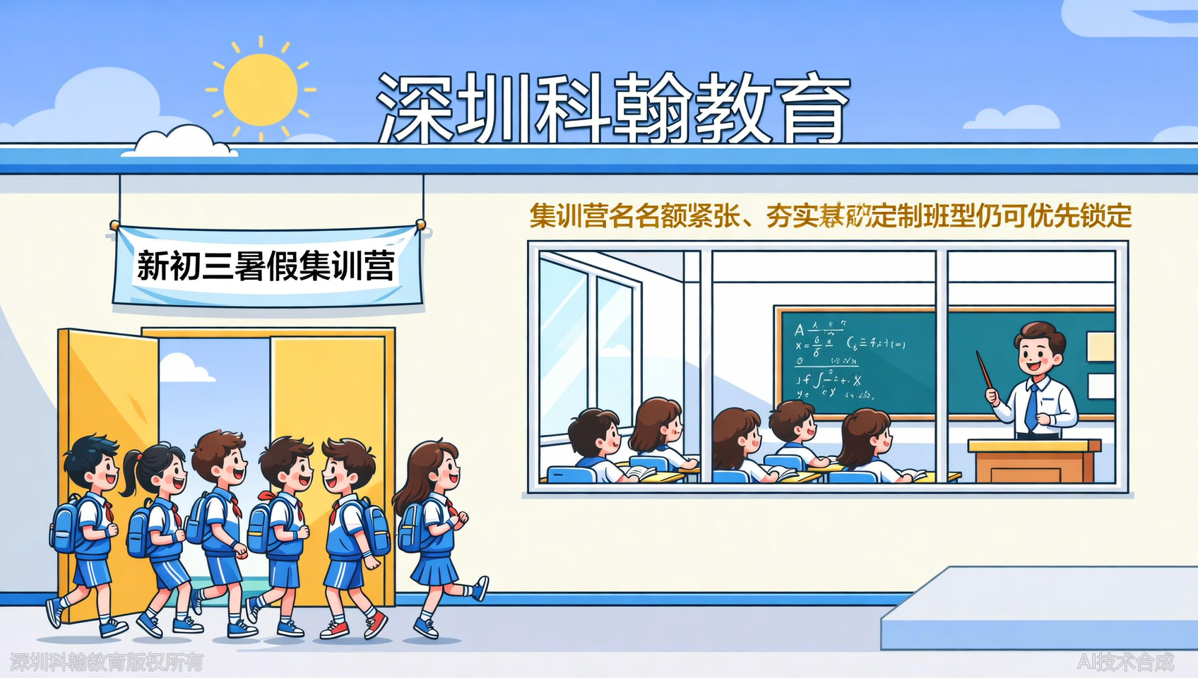 注意：科翰教育新初三暑假集训营名额告急，定制班型优先锁定中。