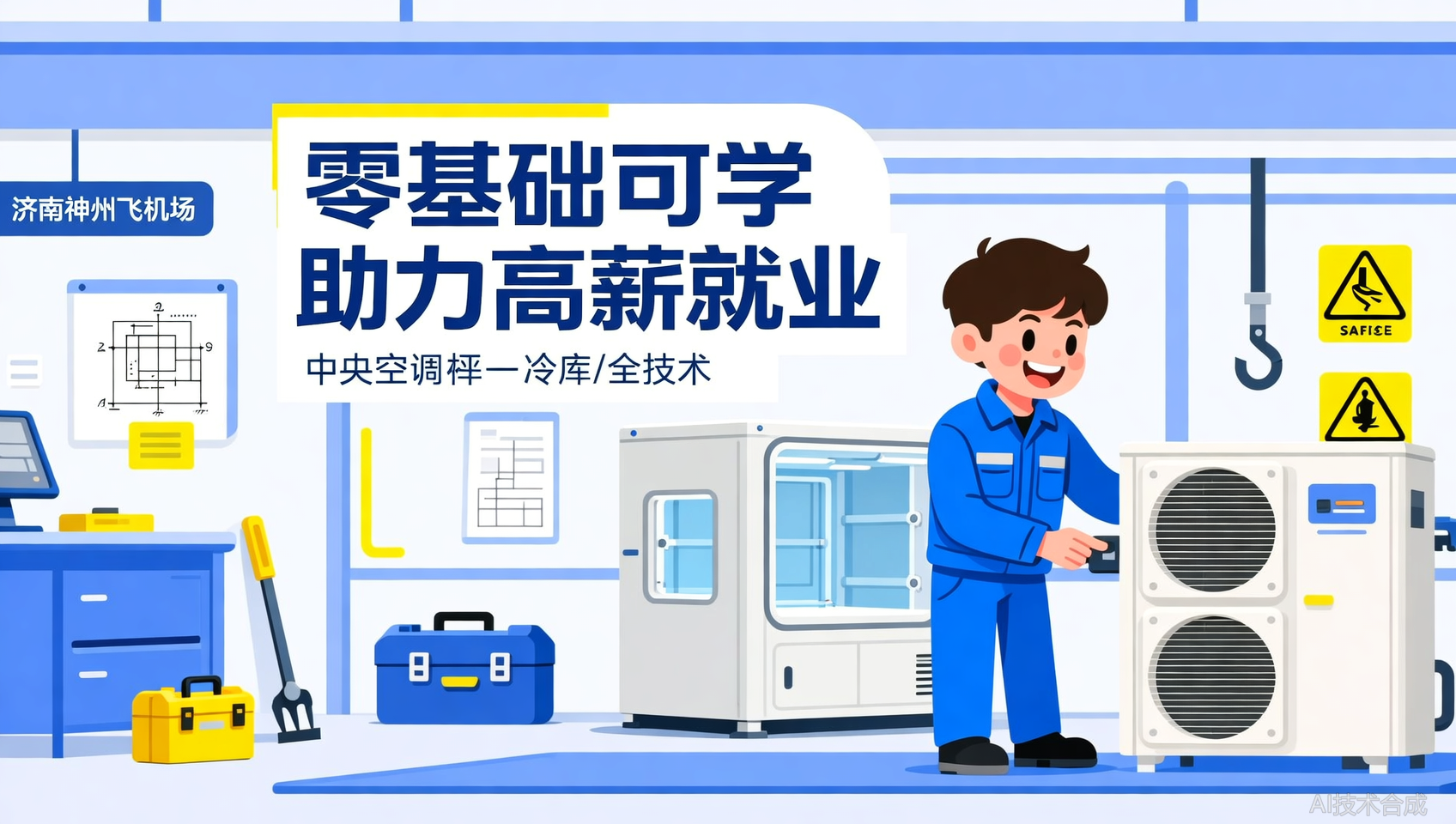 济南神州飞机场制冷技师班：中央空调+冷库技术全覆盖，冲击高薪技术岗