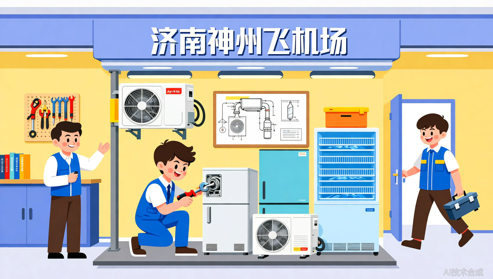 济南神州飞机场制冷综合班：空调冰箱冰柜通吃，45天成为全屋制冷设备医生
