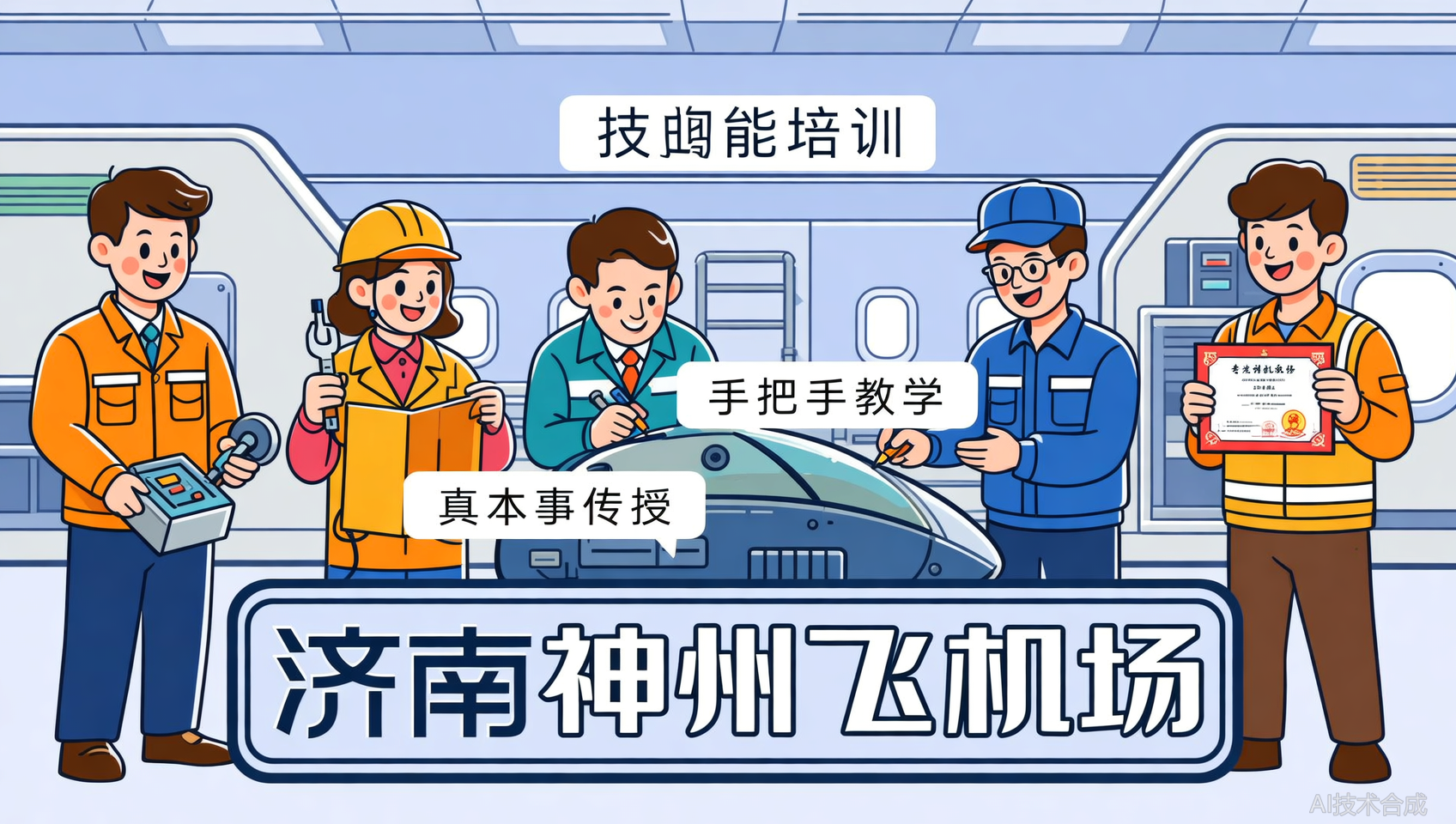 在济南神州飞机场，老师不仅是老师，更是拥有多项发明专利的技术实战家。