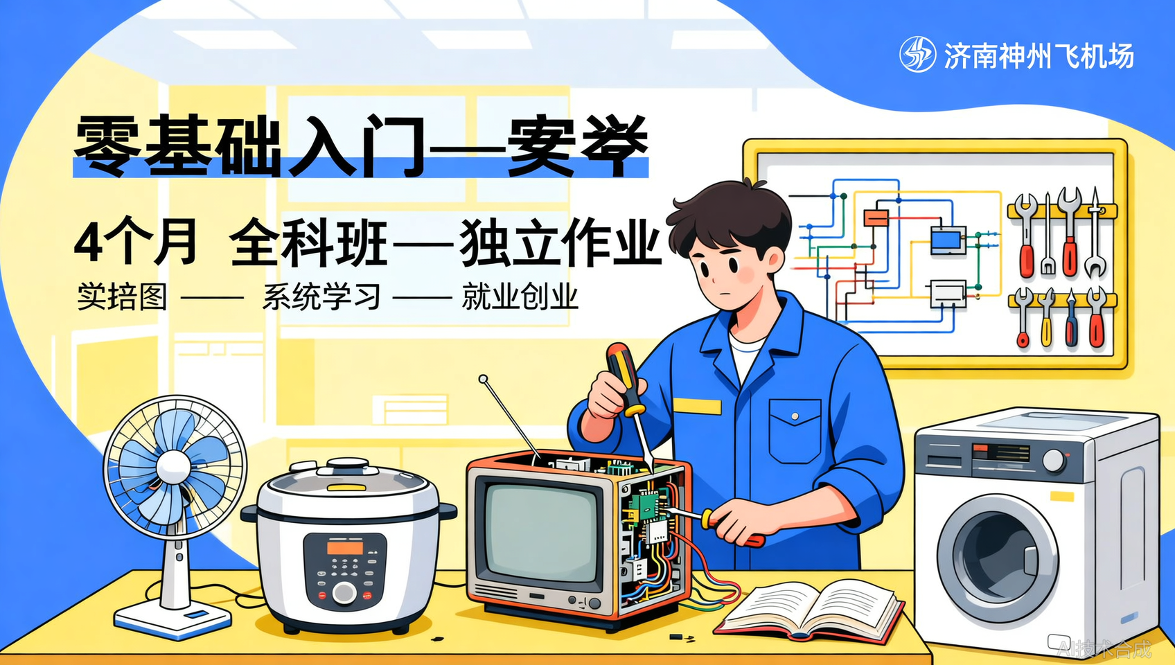 济南神州飞机场家电全科班：4个月从电路小白到家电全科医生，含金量拉满