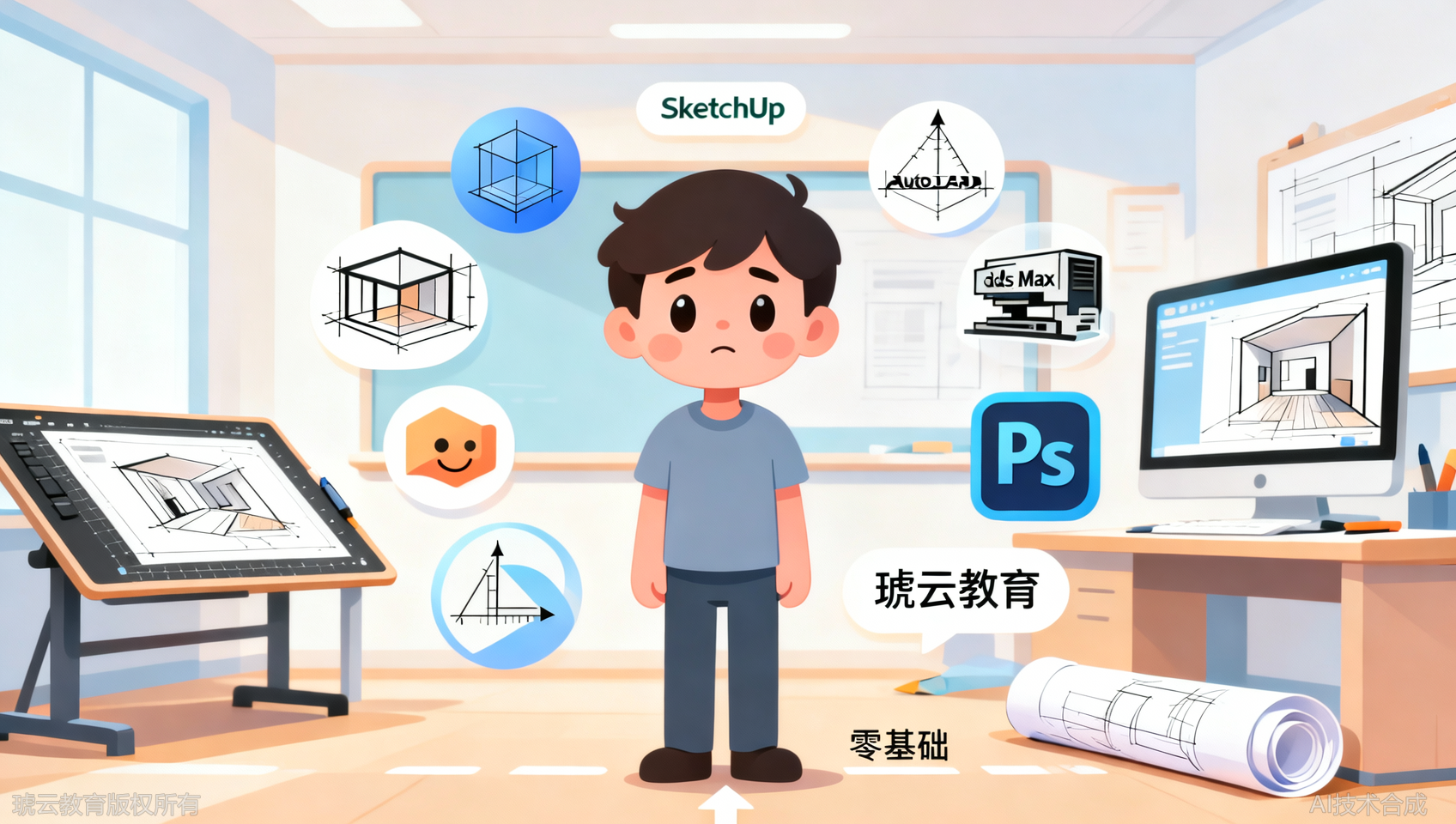 想学室内设计？看琥云教育如何把CAD、3DMAX、SU、D5一网打尽
