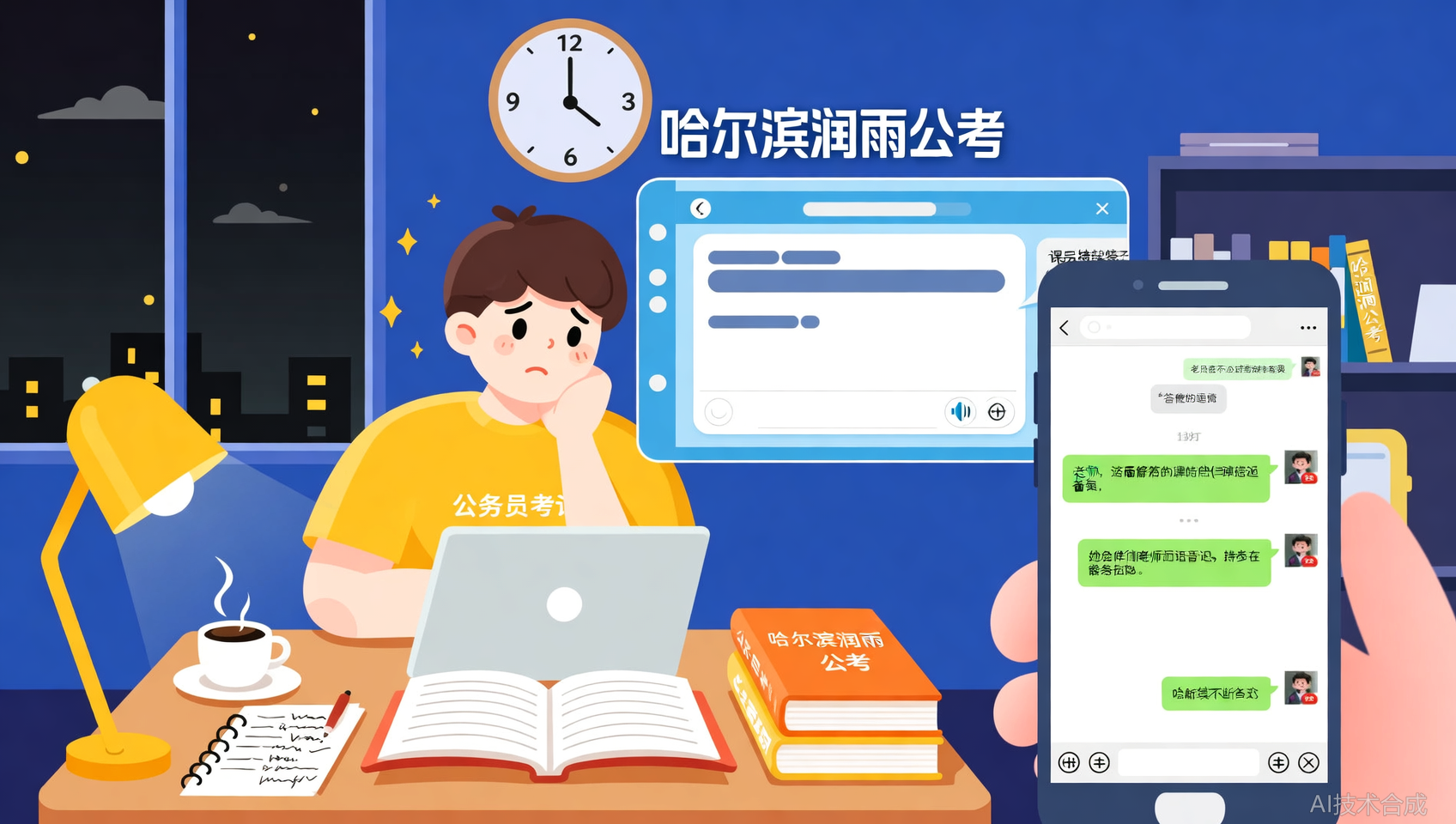 哈尔滨润雨公考微信群深夜还在答疑，服务不止于下课