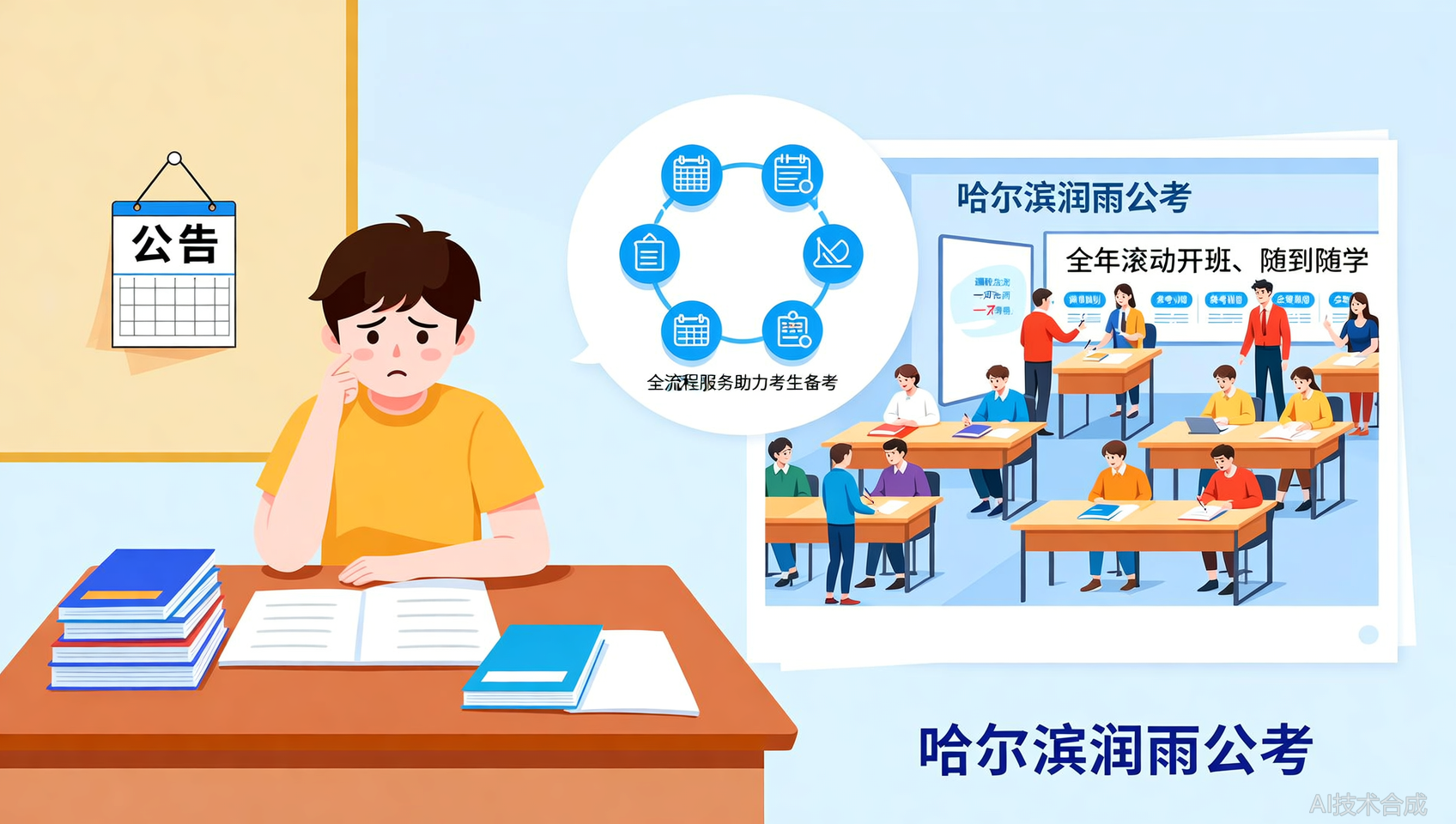 别等公告出来才慌，哈尔滨润雨公考全年滚动开班随时入班