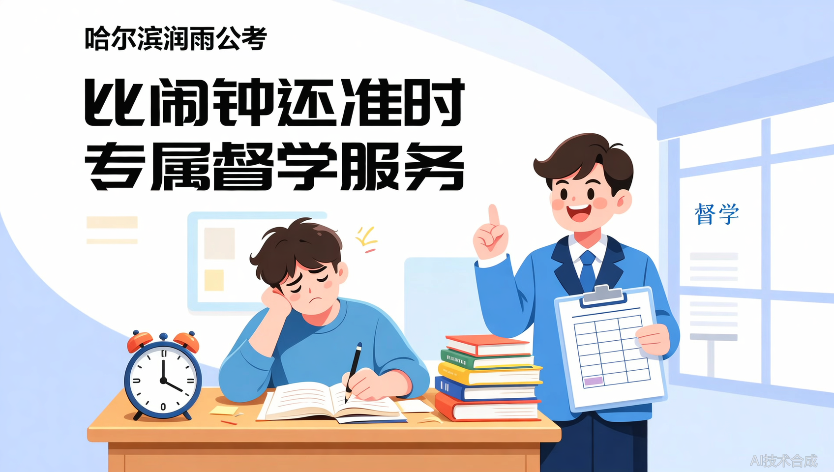 哈尔滨润雨公考学员真实反馈：督学老师比闹钟还准时