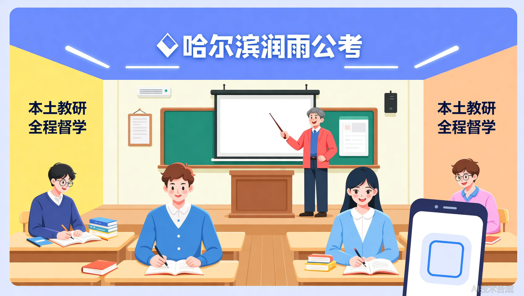 哈尔滨润雨公考三大校区同步开课，扫码预约试听占位