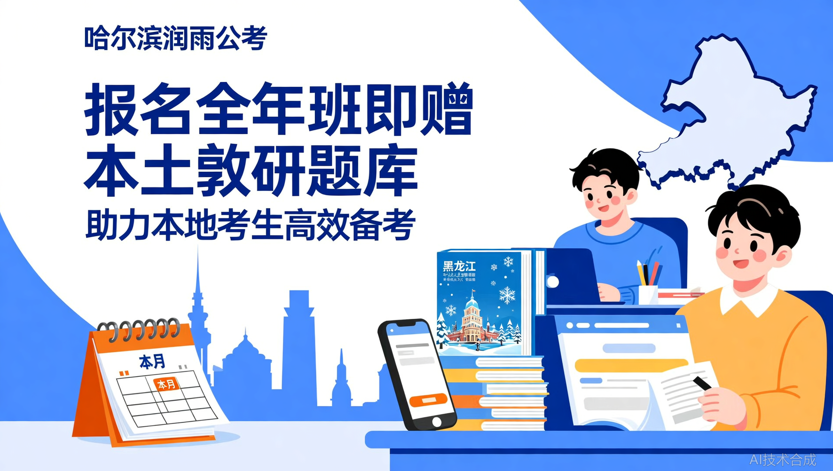 本月报名哈尔滨润雨公考全年班，赠送全套本土教研题库