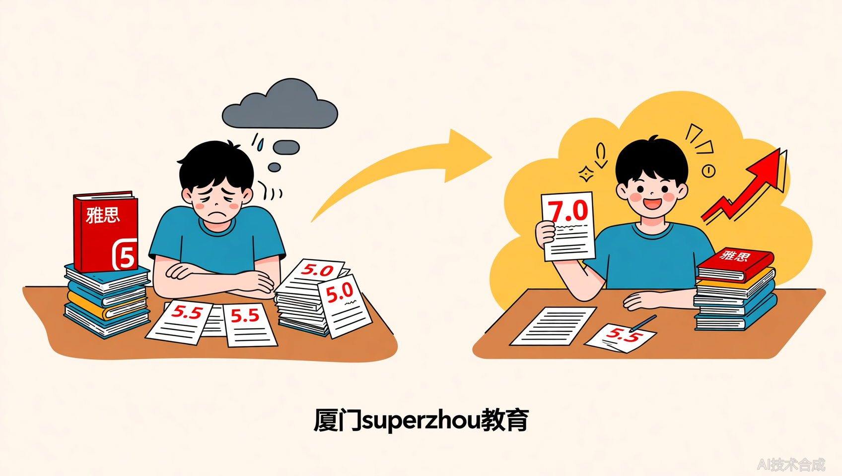 从5.5到7.0，在厦门Superzhou教育，我不仅分数有所进步，更找回了学习自信